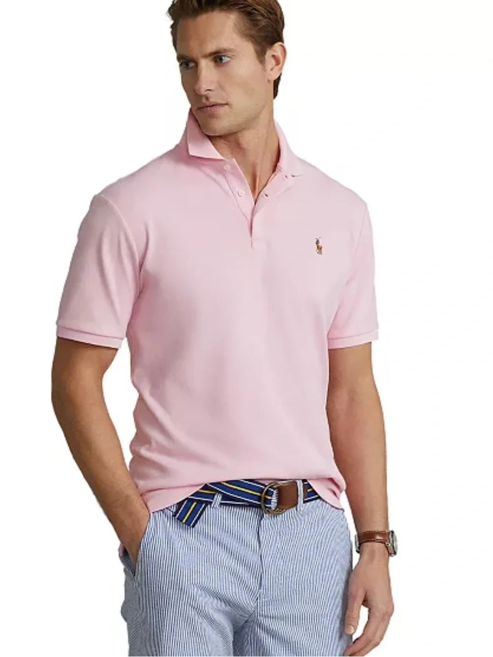 Ralph Lauren Light Pink Polo Shirt with Embroidered Pony